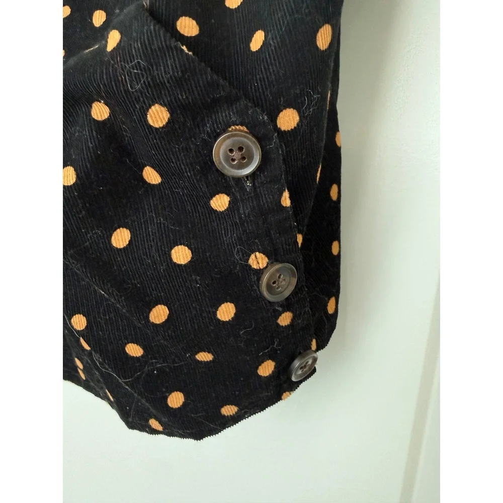 Madewell Womens Black Polka Dot Corduroy Wrap Top Puff Sleeve Size L